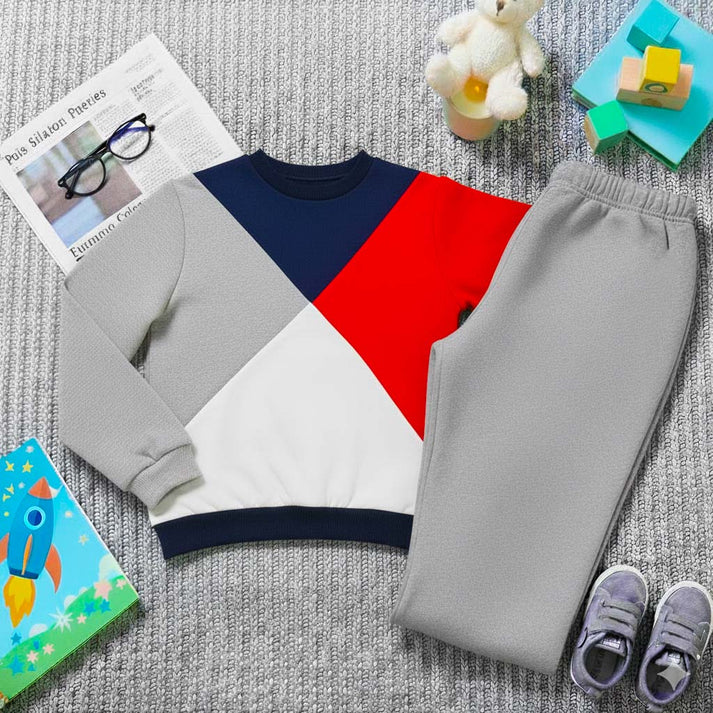 Triangle Panel Printed Kids Winter Suit