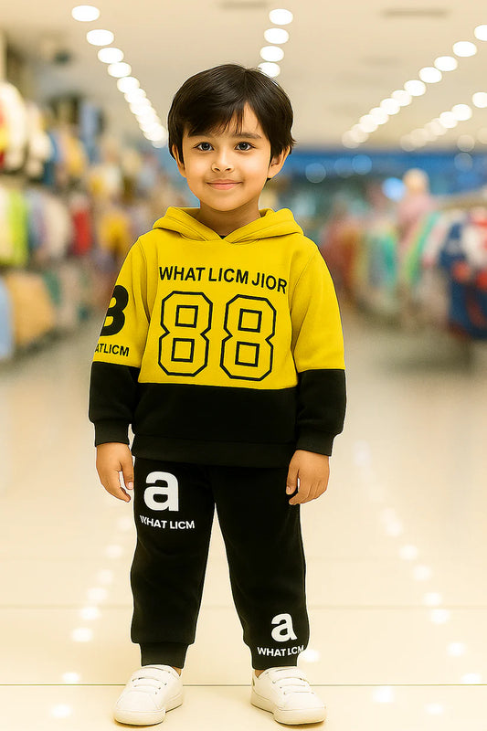 Winter Yellow Fashion Hoodie Kids Suit