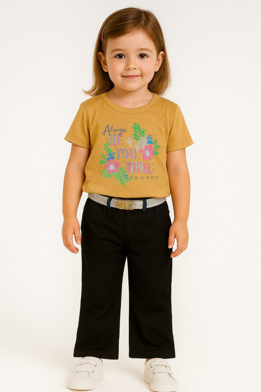 Golden Bloom Tee & Trousers
