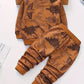 Brown Dinosaur Printed Kids Winter Suit