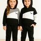 Black Panel Dinosaur Printed Kids Winter Suit