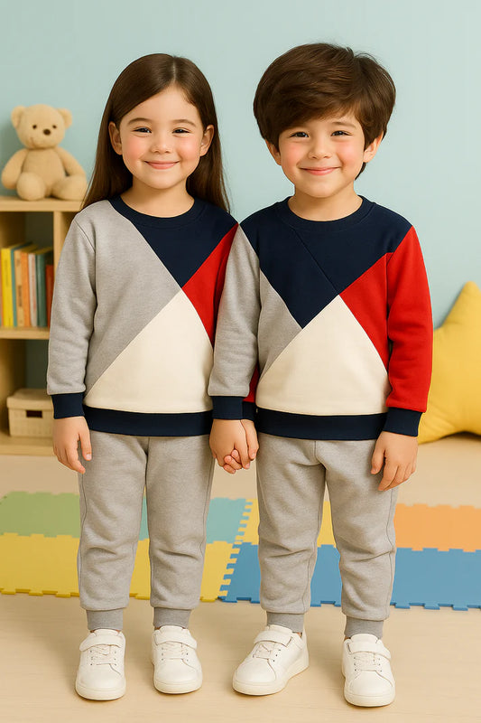 Triangle Panel Printed Kids Winter Suit