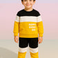 Black & Yellow Panel Happy Everyday Printed Kids Winter Suit